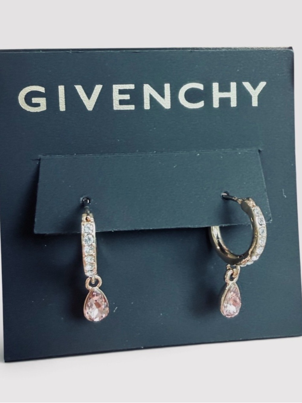 Givenchy Gold-Tone Hoop Earrings with Pink Teardrop Crystals